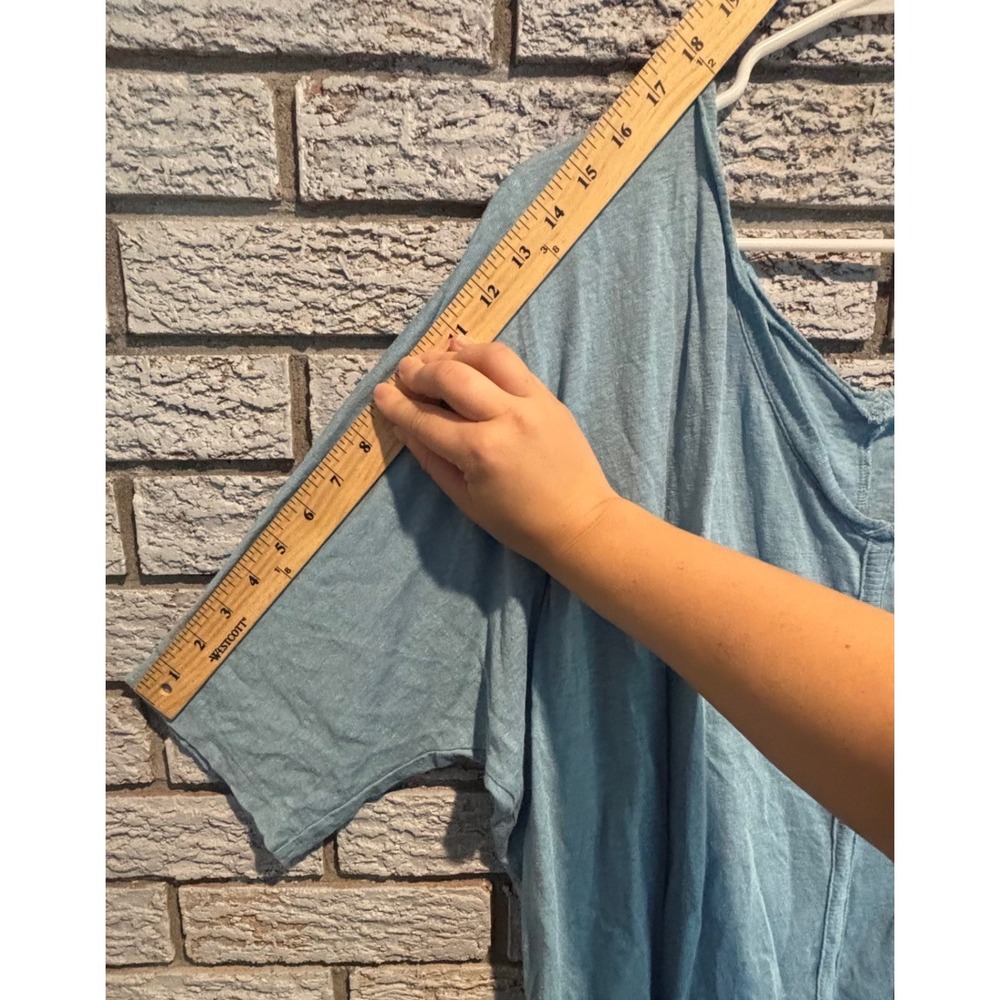 Eileen Fisher Womens XL Blue 100% Linen Slub V-Neck Boxy Oversized Tee Top - Picture 5 of 7